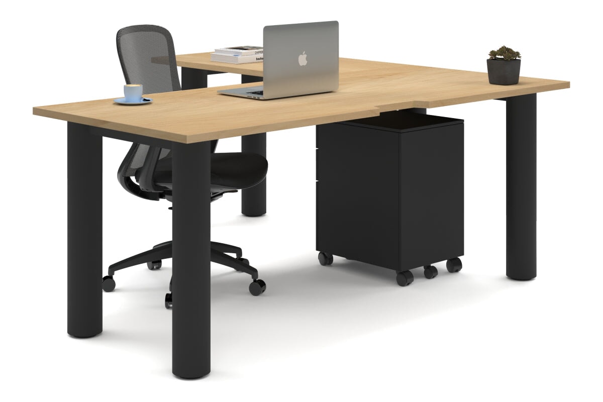 L-Shaped Corner Office Desk with Cable Management - 1800mm x 1800mm Quadro Cylinder Leg Design | Perfect for Home Office, Gaming Setup & Workspace Organization