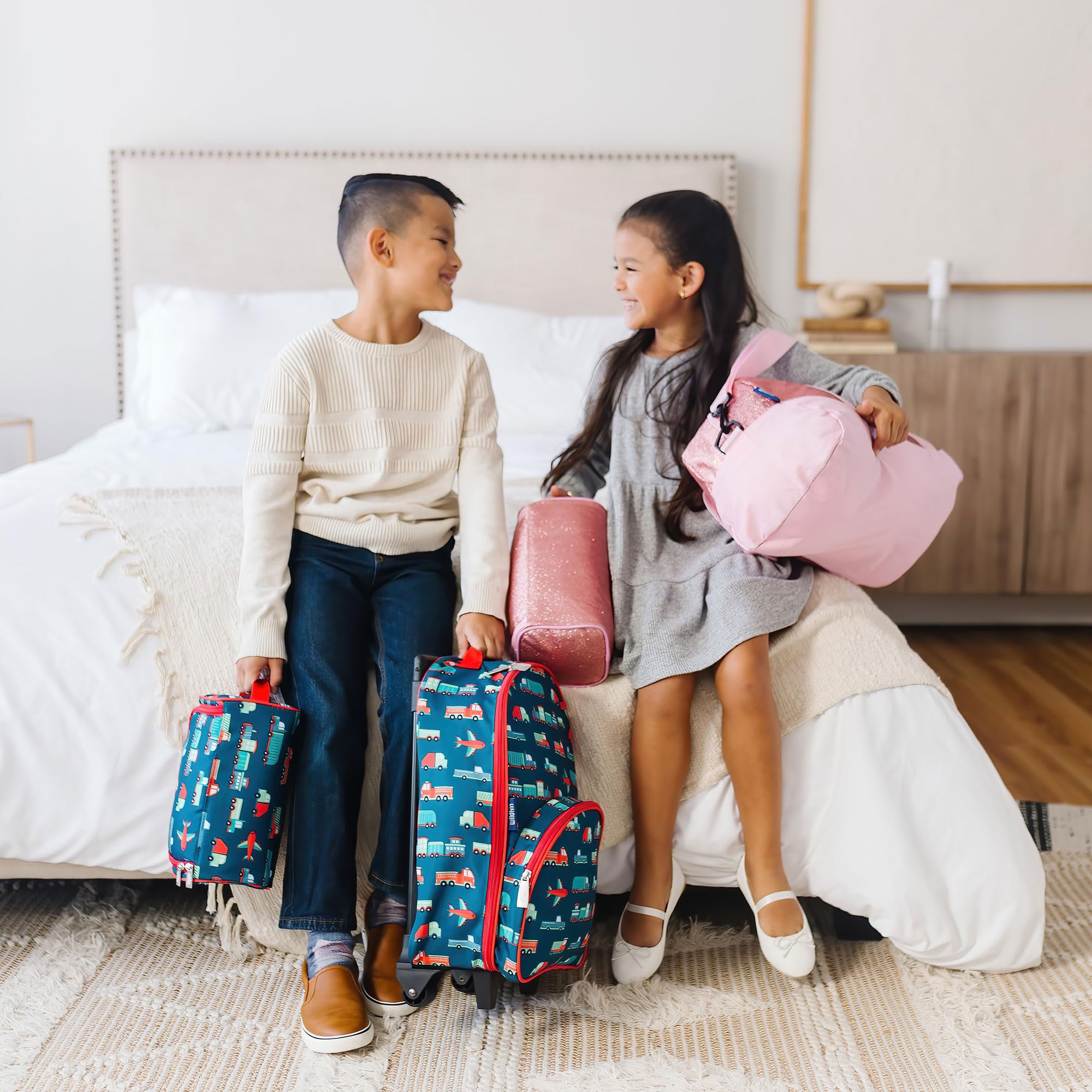 Wildkin Kids Overnighter Duffel Bag - Rip-Stop Blue Travel Bag for Boys & Girls | Carry-On Size for Sleepovers, School Practice & Overnight Trips | Durable Kids Luggage for Sports, Camping & Weekend Getaways