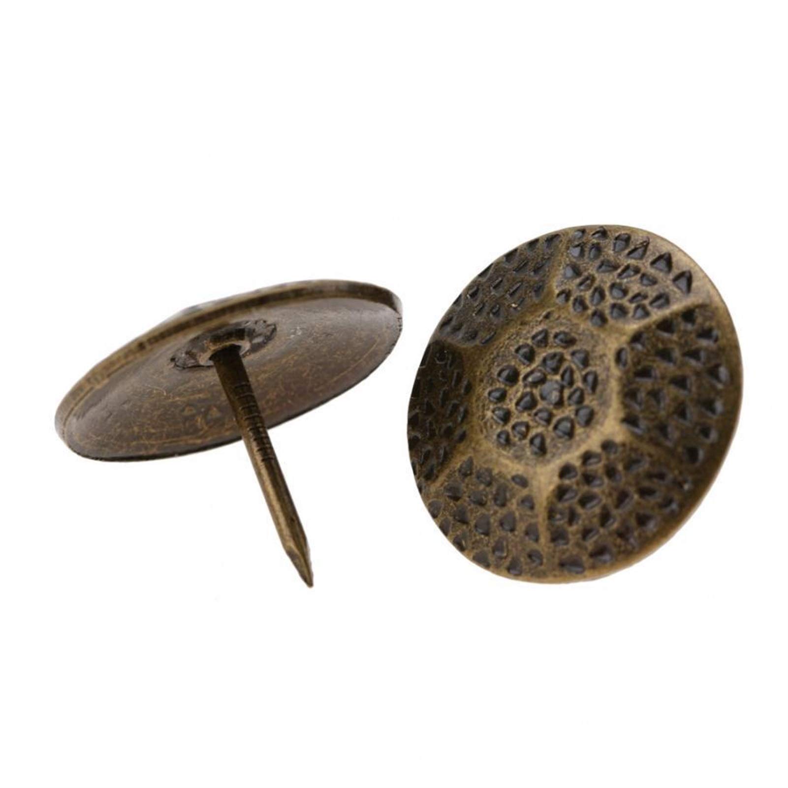 50-Piece Antique Brass Iron Upholstery Nails - Decorative Tacks for Furniture, Sofa, Shoe, Door & Wood Crafts - Perfect for Home, School & Office Decor Projects