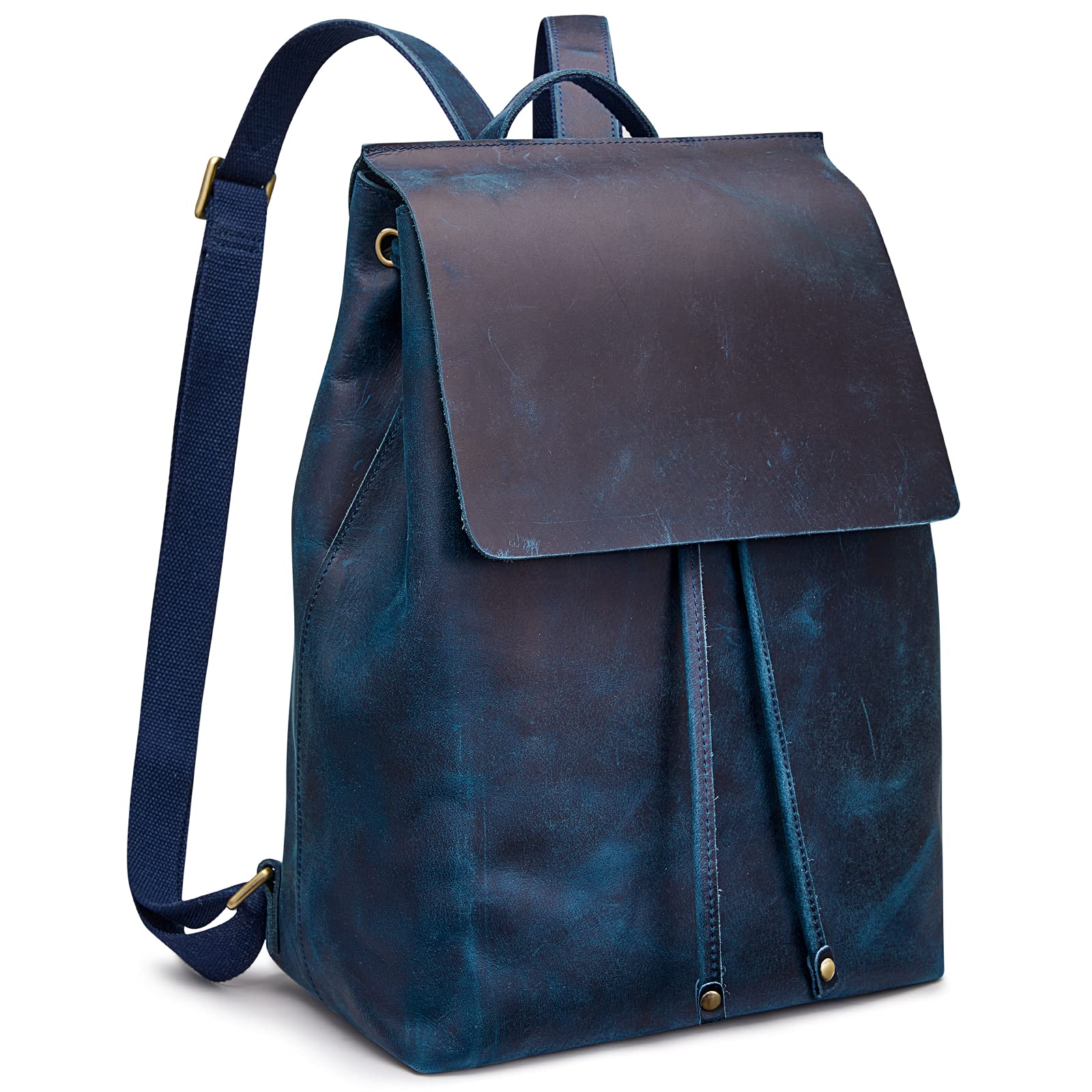 S-ZONE Women's Genuine Leather Backpack Purse - Stylish Rucksack for Travel & Daily Use with Luggage Sleeve - Perfect for Work, School & Weekend Getaways
