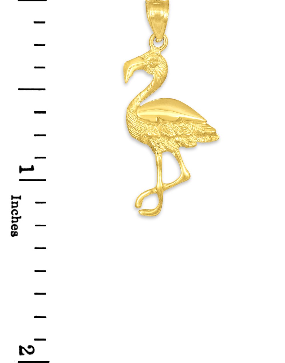 10k Yellow Gold Flamingo Charm Pendant Necklace - Animal Jewelry for Women, Gift for Her, Birthday, Anniversary, Beach Vacation Accessories
