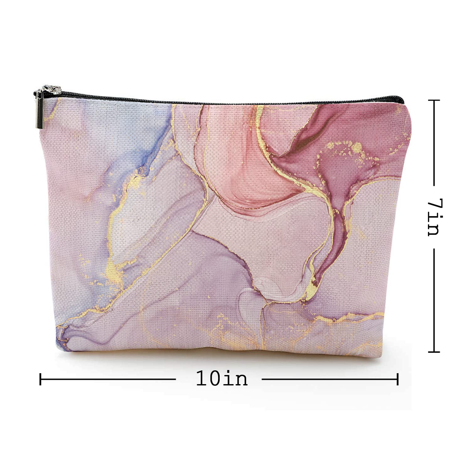 Pink Marble Makeup Travel Bag - 7x10 Inch Cosmetic Pouch for Toiletries & Beauty Essentials