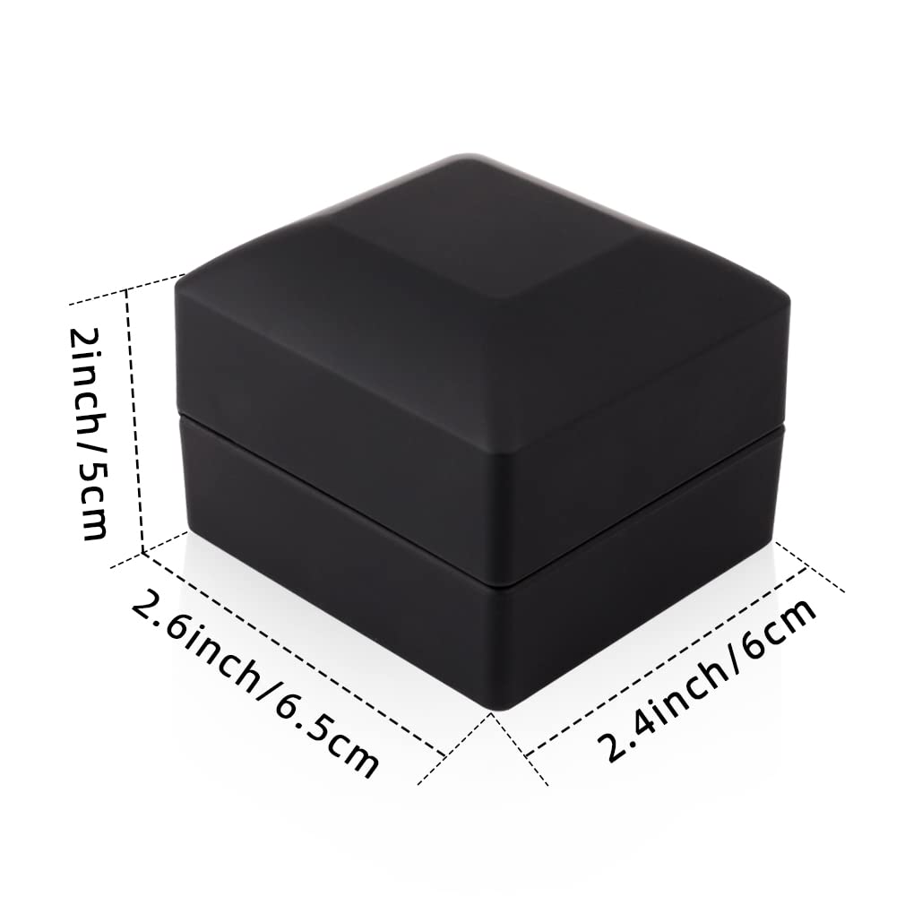 iSuperb® Black LED Jewelry Ring Box - Elegant Gift Case for Engagement, Wedding & Proposal Rings - Perfect for Proposals, Anniversaries & Special Occasions