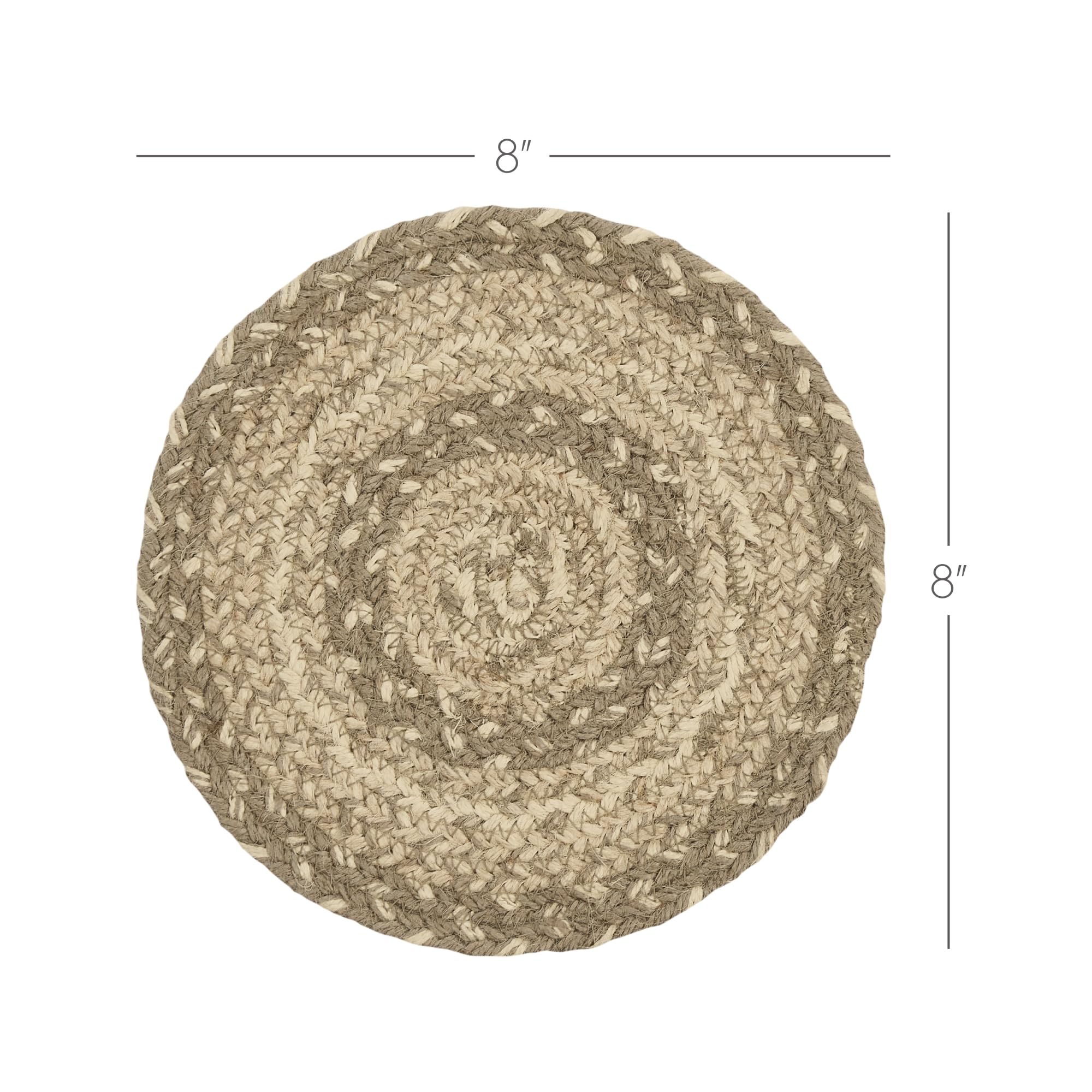 VHC Brands Cobblestone Trivet Hot Pad - 8 Inch Round Heat Resistant Pot Pan Holder in Tan, Grey & White Jute Blend - Perfect for Kitchen Countertops, Dining Tables & Outdoor BBQ Use