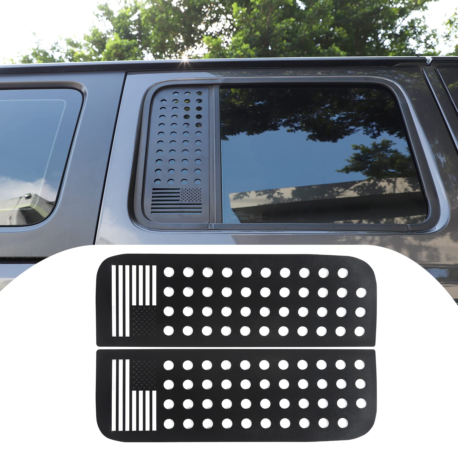 Jeep Wrangler JLU 4-Door & Gladiator JT Rear Side Window Decals - American Flag Exterior Trim Accessories (2018-2023 Models) | Perfect for Off-Road Adventures & Patriotic Style