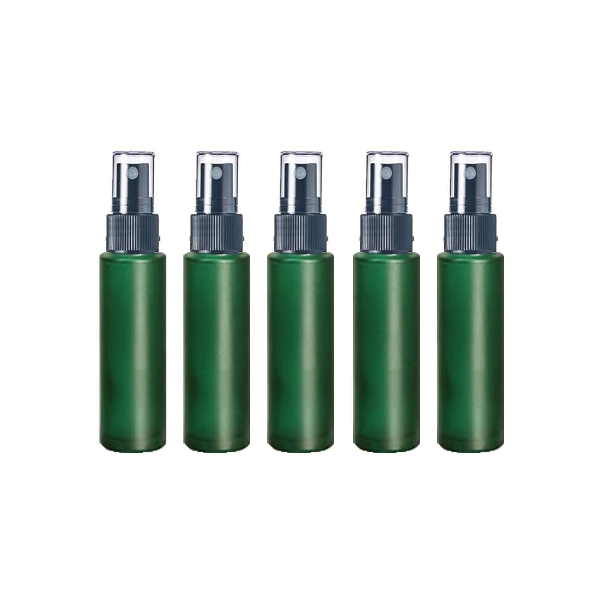 10ml Green Frosted Glass Vial with Black Fine Mist Sprayer - 5 Pack Essential Oil Bottles for DIY Perfume, Aromatherapy & Travel Size Liquids