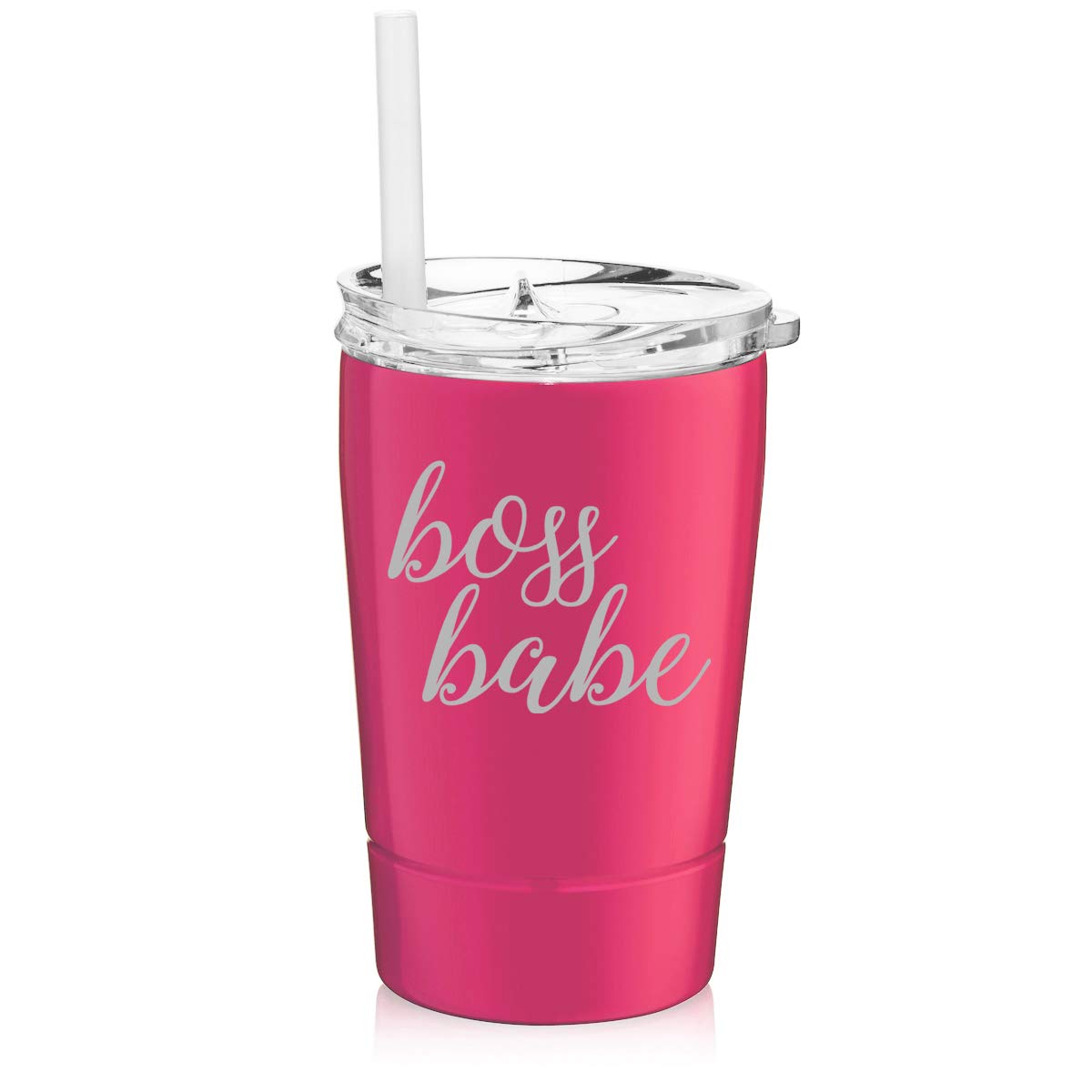 12 oz Stainless Steel Vacuum Insulated Tumbler with Straw - Double Wall Insulation Keeps Drinks Hot/Cold for Hours - Perfect Travel Coffee Mug for Women (Hot Pink) - Ideal for Office, Gym & Outdoor Adventures