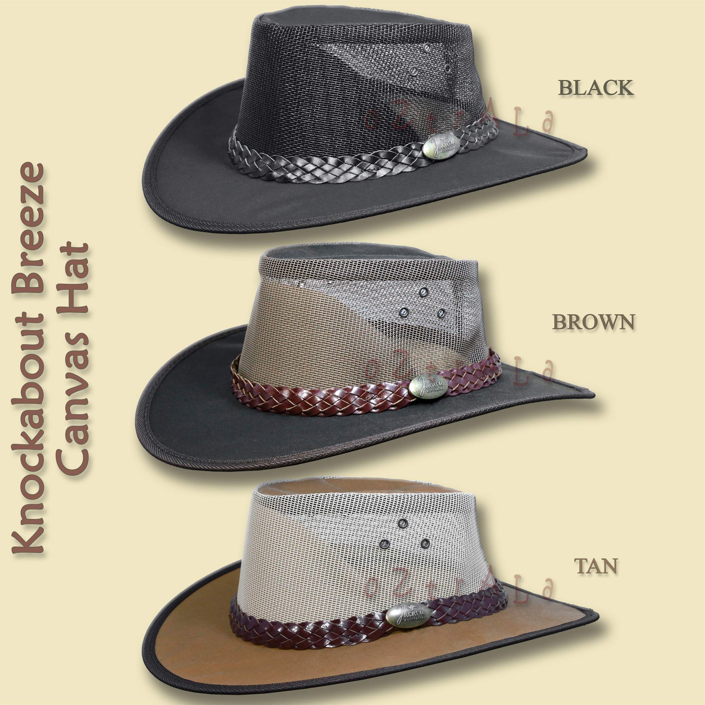 Oztrala Oilskin Canvas Cowboy Hat for Men - Australian Outback Leather Bucket Hat in Black (HCKS HCKB US) | Perfect for Outdoor Adventures, Rodeos, and Country Style Fashion
