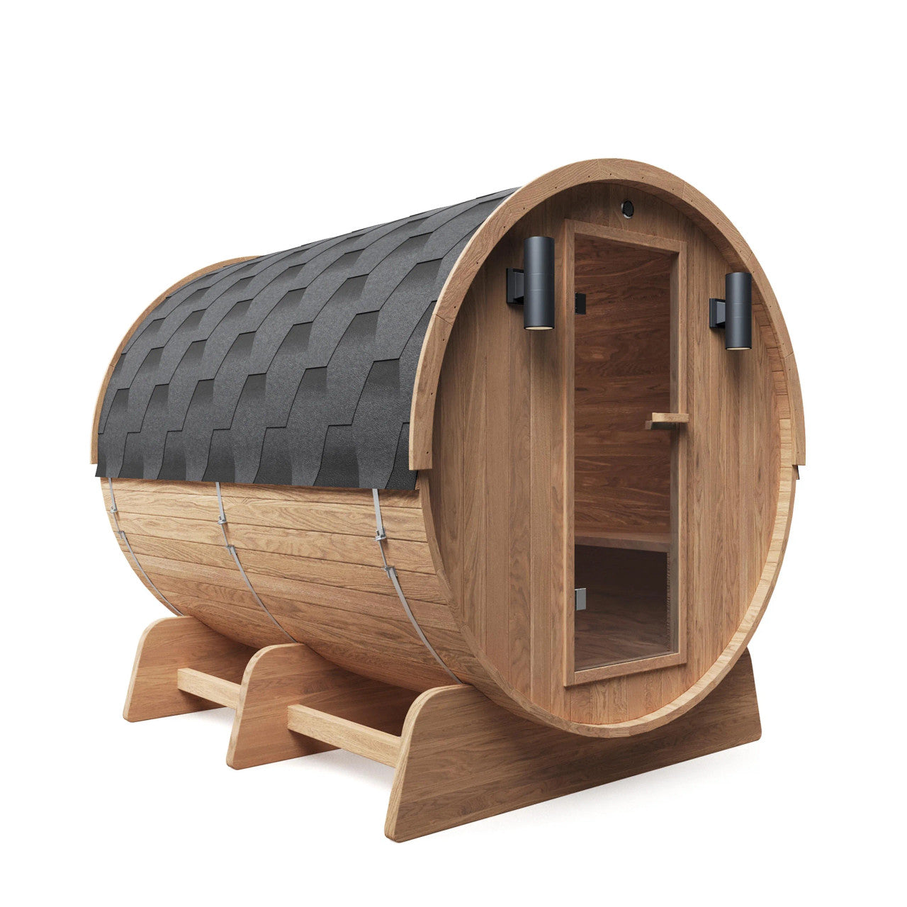 Premium Aleko Red Cedar Barrel Sauna with Panoramic Glass Window - 8 kW UL Certified KIP Harvia Heater - Fits 6-8 People - Perfect for Home Spa, Relaxation & Detox Therapy