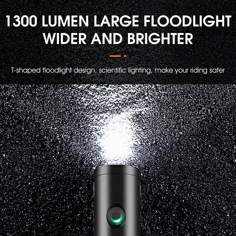 4500mAh USB Rechargeable Bike Light - 1300LM Super Bright LED Bicycle Headlight, Waterproof Cycling Flashlight for Night Riding & Mountain Biking | Perfect for Commuting, Trail Adventures & Road Safety