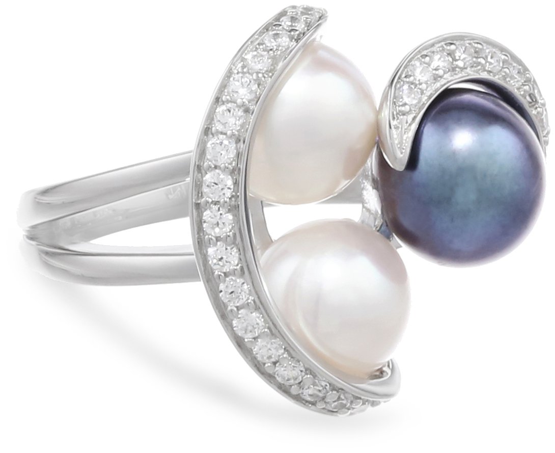 Amazon Essentials Sterling Silver Peacock & White Freshwater Pearl Cubic Zirconia Ring for Women - Elegant Fashion Jewelry Gift for Birthday, Anniversary, Valentine's Day