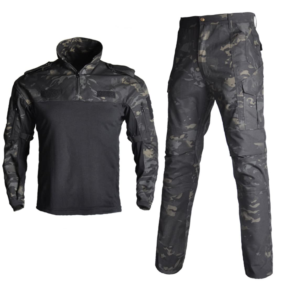 Military Tactical Combat Shirt & Pants Set - Army Cargo Uniform with Camouflage Pattern | Outdoor Hunting, Airsoft, Survival Gear & Tactical Training Apparel