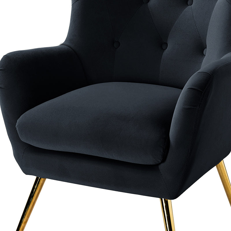 Luxury Isabelle Wingback Velvet Upholstered Armchair - High Back Accent Chair with Sturdy Metal Legs for Living Room, Bedroom & Office Decor