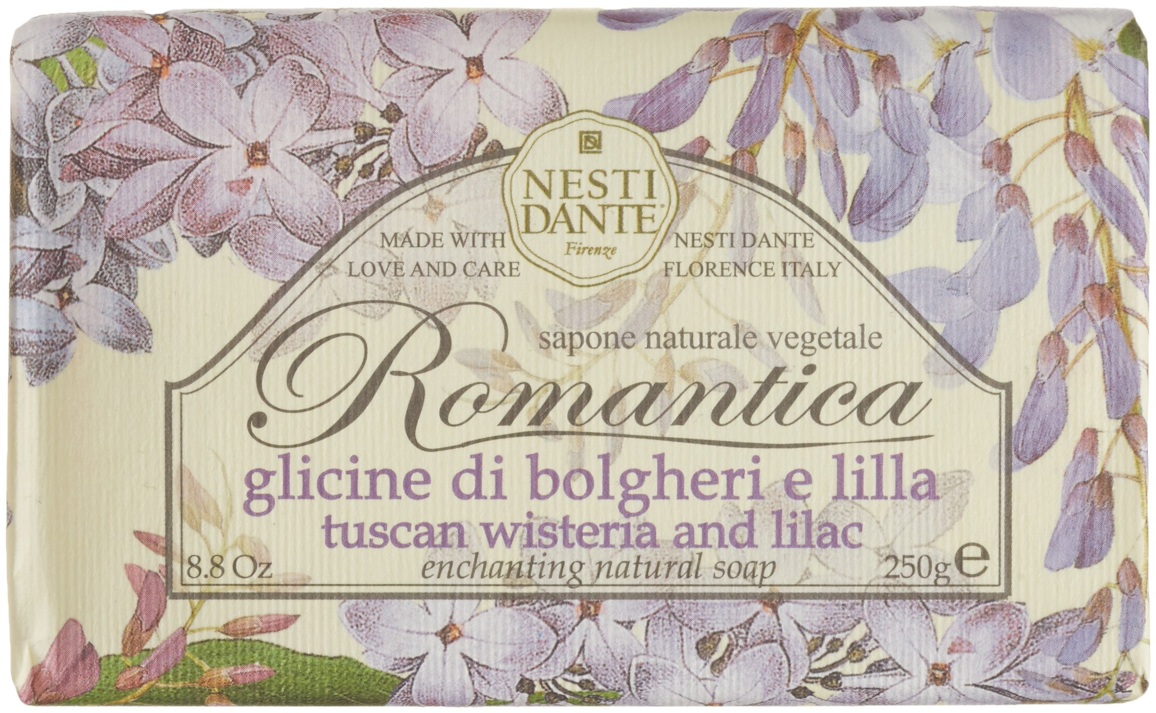 NESTI DANTE Romantica Florentine Rose & Peony Soap Bar 250g - Luxury Handmade Italian Soap for Bath, Shower & Gift Giving