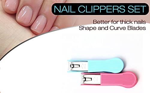 Premium Stainless Steel Nail Clippers Set of 2 - Sharp Comfort Grip Toenail & Fingernail Trimmers with Built-in Nail Catcher for Men & Women | Home, Travel, Salon & Personal Grooming Essentials