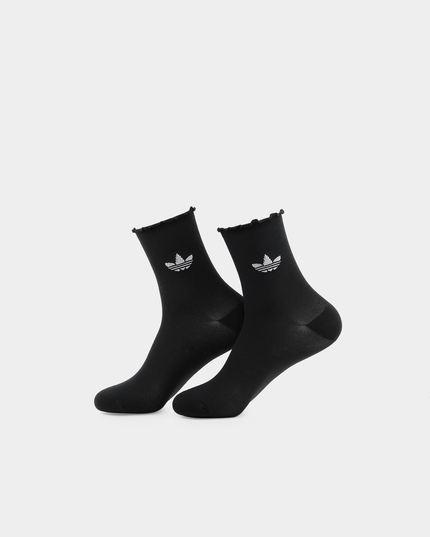 Adidas Women's Ruffle Crew Socks 2-Pack - White & Black - Comfortable Athletic Socks for Running, Gym & Casual Wear