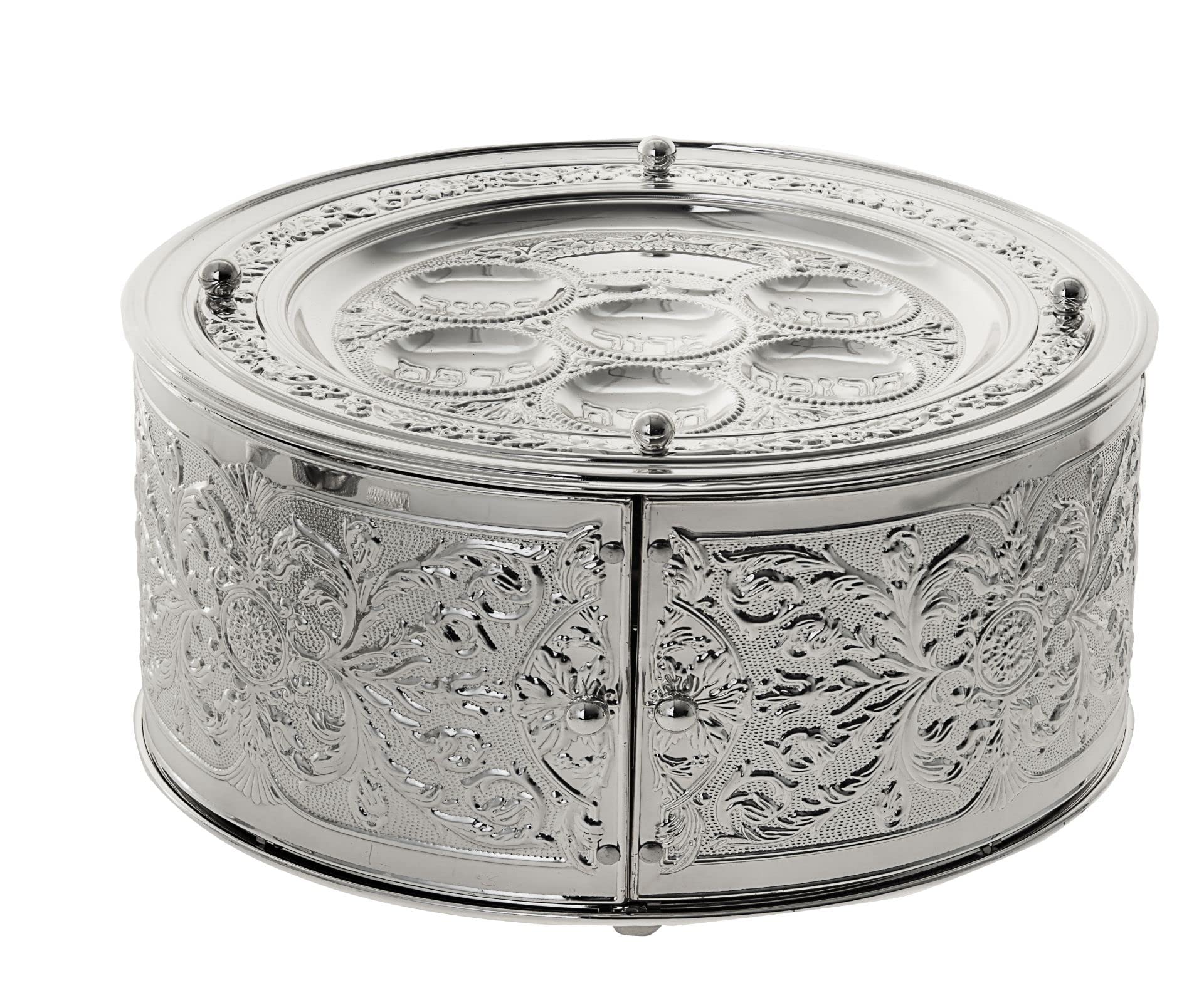 Silver Plated 3 Tier Seder Plate & Matzah Tray - Elegant Passover Dinnerware Set for Jewish Holiday Celebrations & Family Gatherings