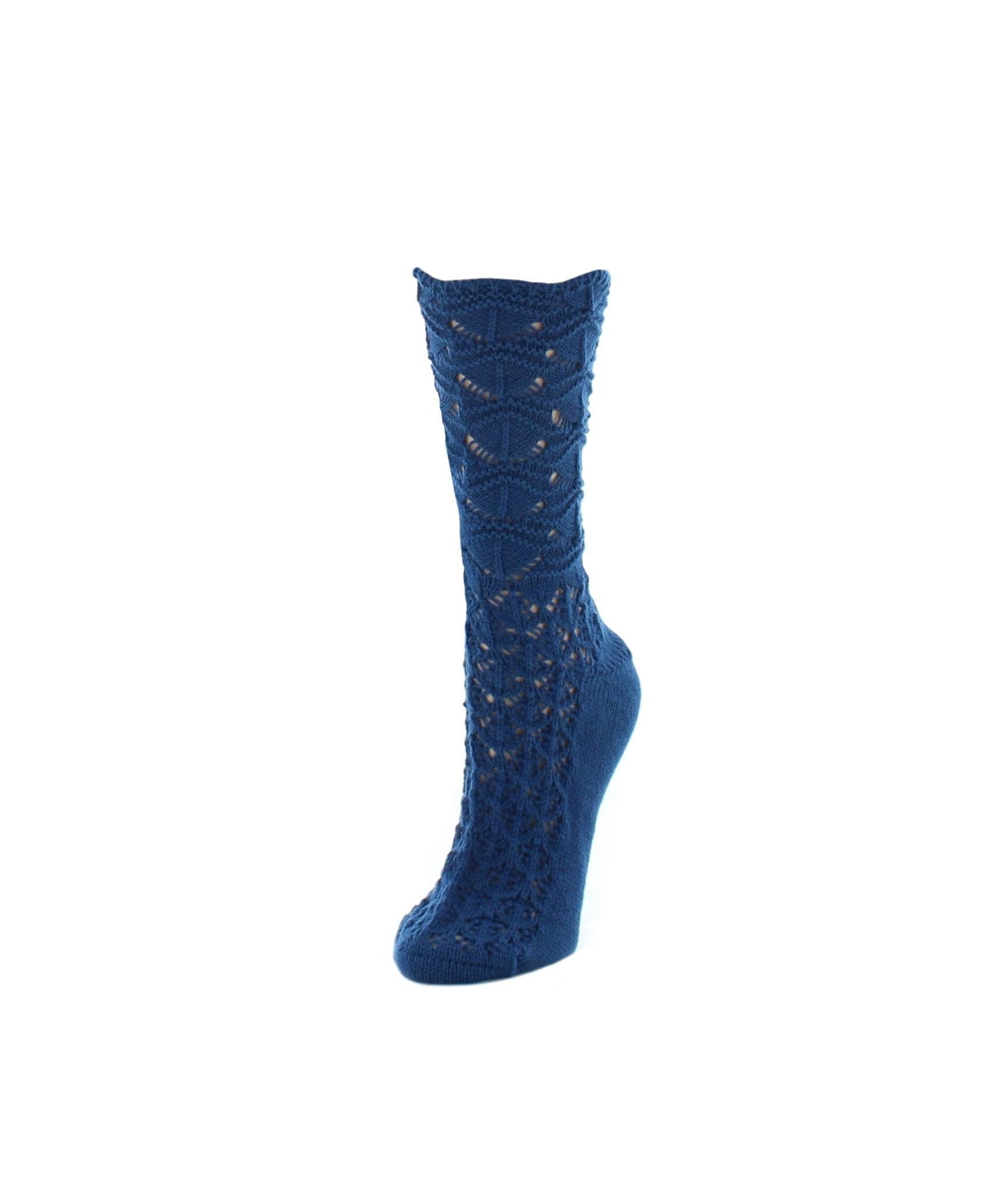 MeMoi Women's Chunky Knit Open Wave Design Crew Socks - Cozy Winter Socks for Casual Wear, Home Lounging & Cold Weather Outfits
