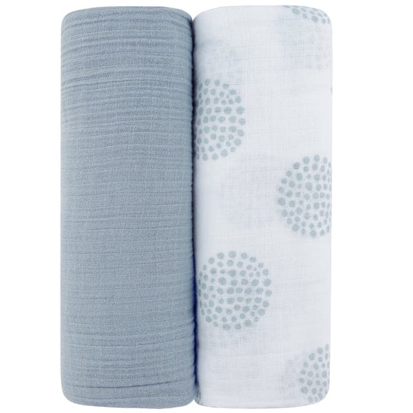 Ely's&Co. Soft Breathable Muslin Swaddle Blankets for Babies - 2 Pack Set - Perfect for Swaddling, Nursing Cover & Stroller Blanket