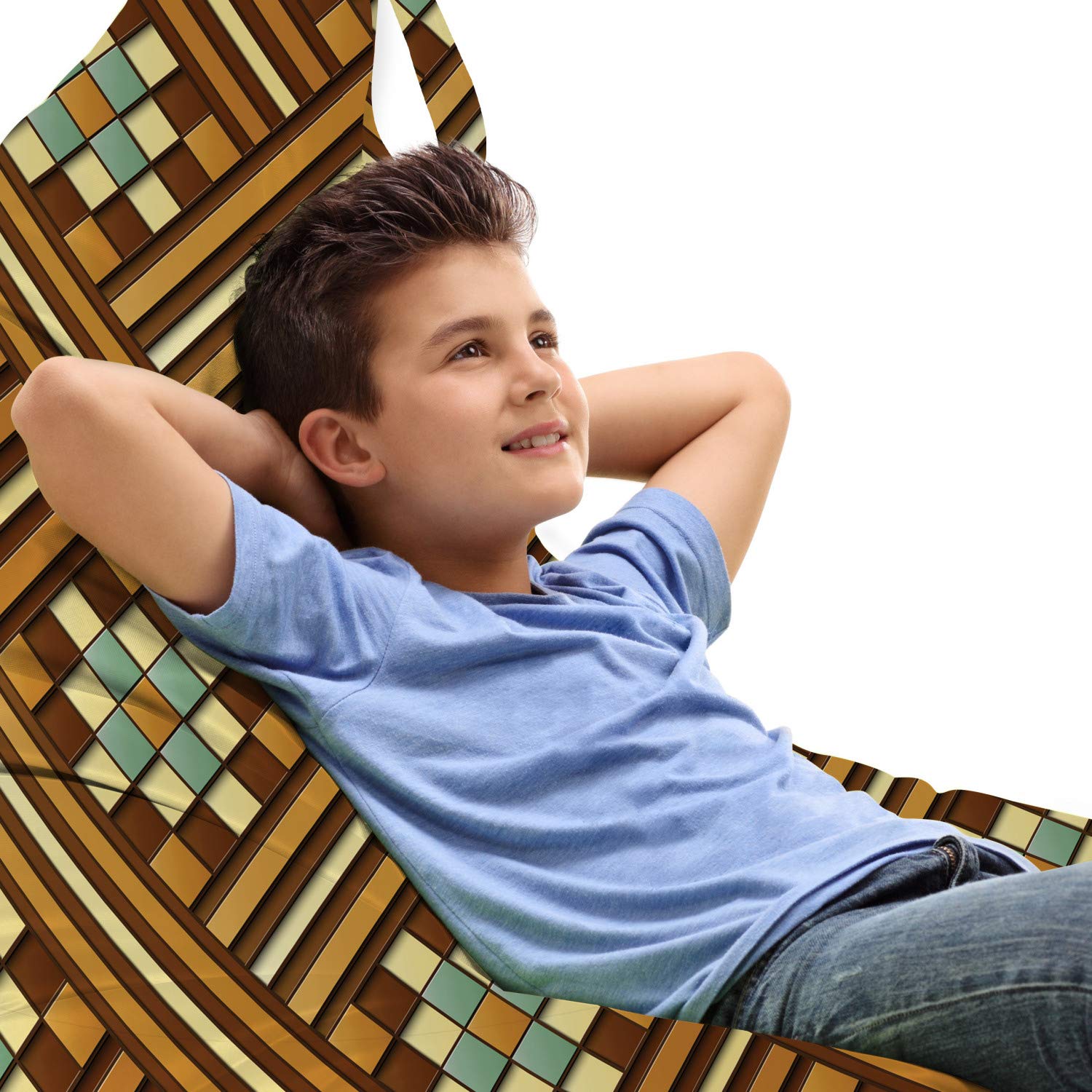 Ambesonne Retro Lounger Chair Bag - Geometric Stripes Storage with Handle for Outdoor/Indoor Use