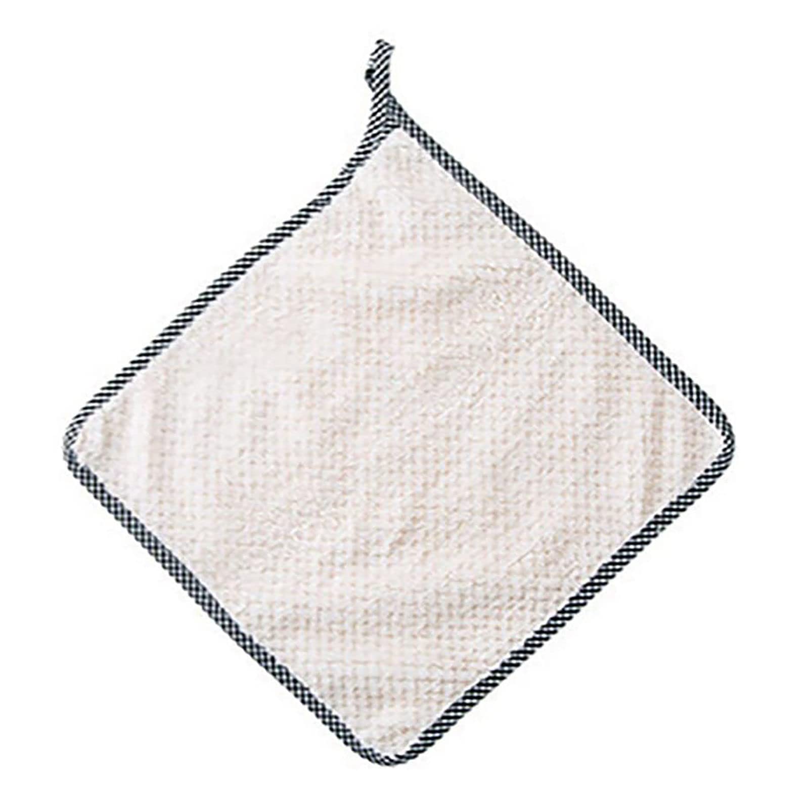 Non-Stick Oil Coral Velvet Hanging Hand Towels - 2 Pack Beige | Reusable & Fast Drying Kitchen Towels | Super Absorbent Cleaning Cloths for Dishes, Countertops & Home Use