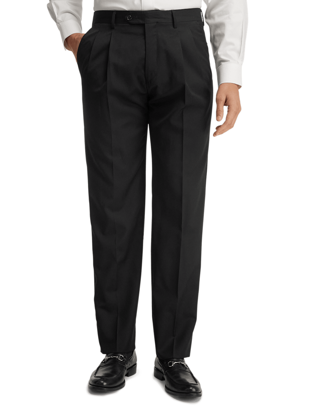 Premium Wool Gabardine Dress Pants for Men - Classic Black Formal Trousers for Office, Business & Wedding Occasions