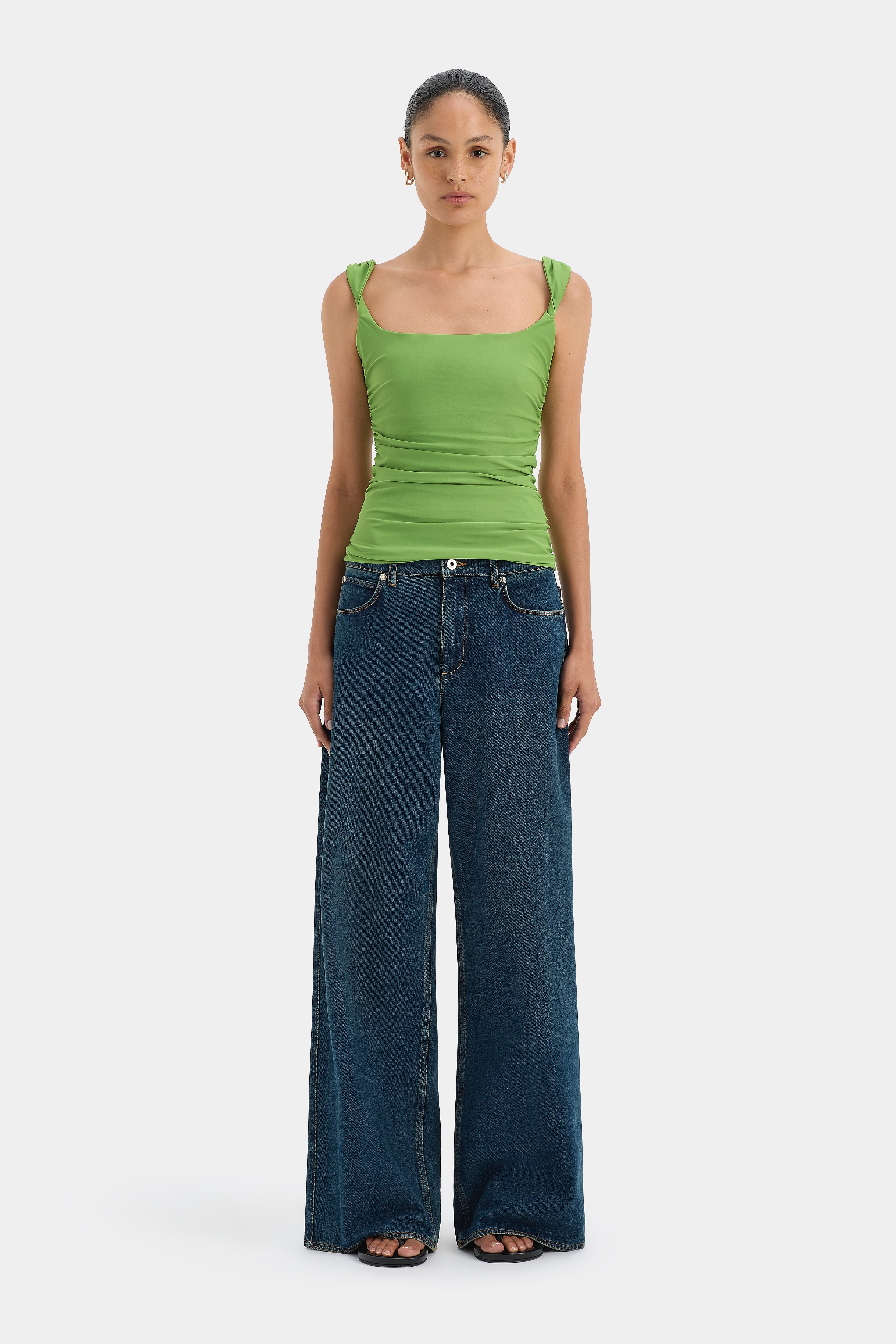 Elm Twist Tank Top for Women - Apple Green Casual Sleeveless Shirt - Perfect for Summer Outfits, Yoga, and Beach Wear