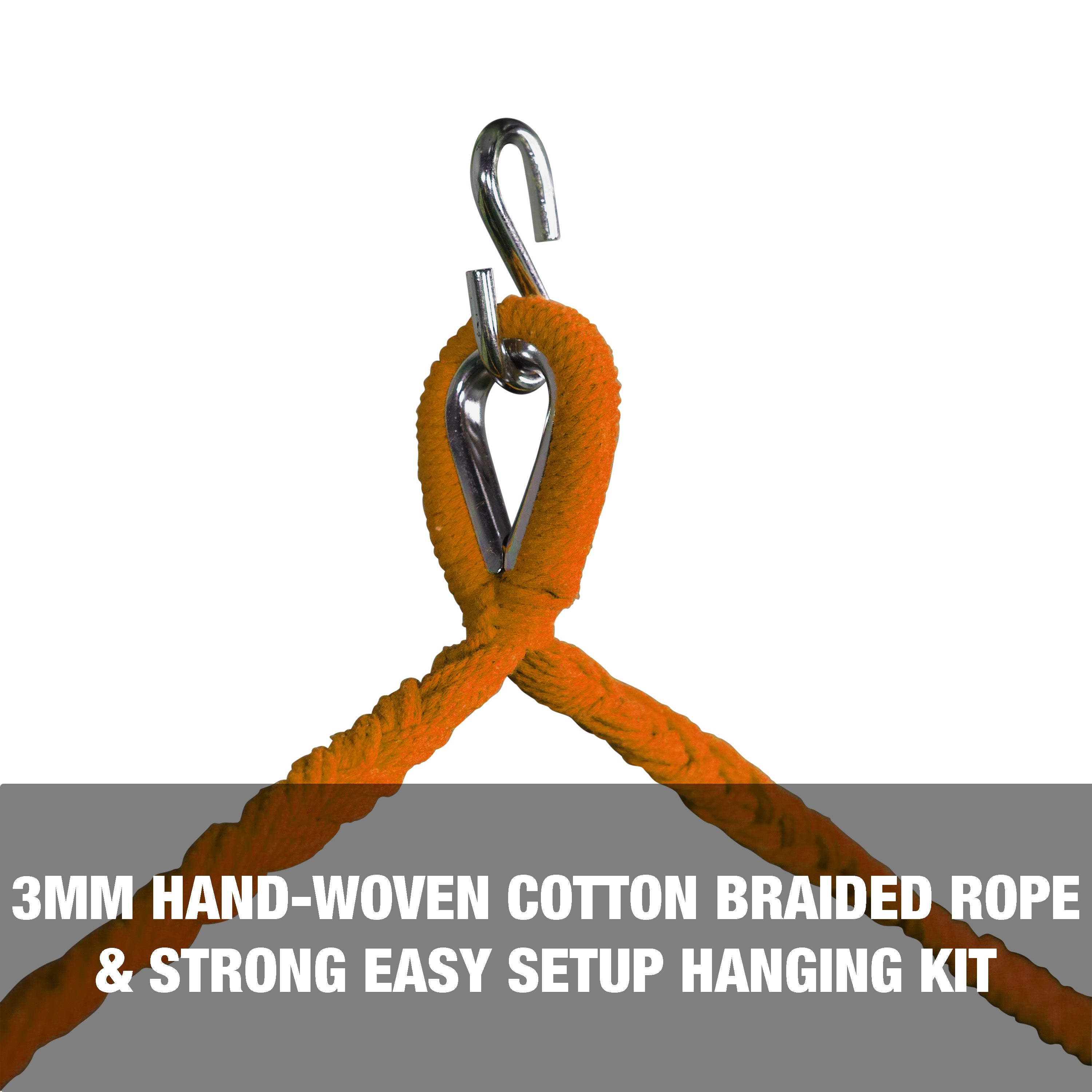 Bliss Hammocks BHC 412OR Island Rope Hammock Chair with Spreader Bar & Hanging Hardware - 40 Inch Wide, 265 lb Weight Capacity (Orange) - Perfect for Patio, Backyard, Porch, and Outdoor Relaxation