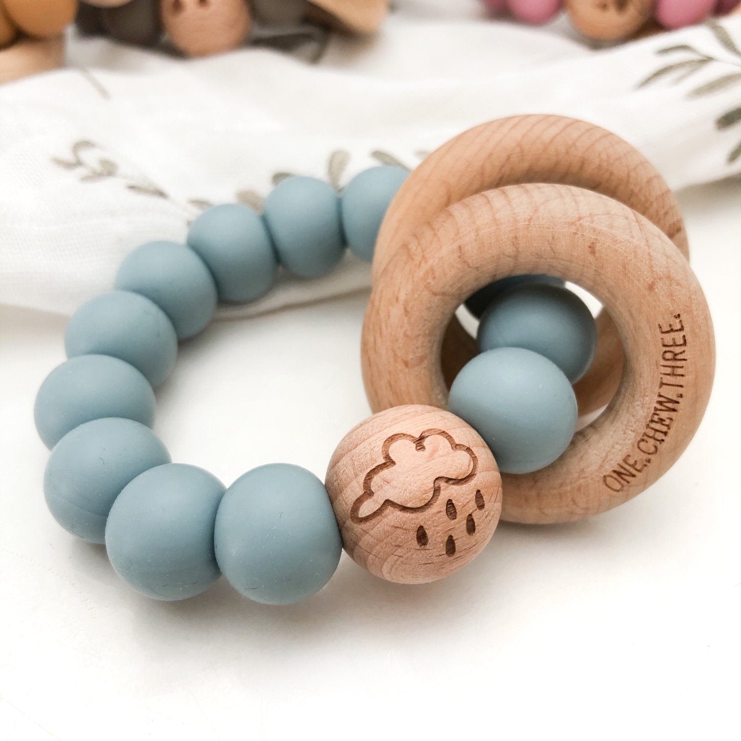 Natural Wooden Teether & Rattle for Babies - Organic Maple Wood Chew Toy with BPA-Free Silicone Cover | Perfect for Soothing Teething Pain & Sensory Play