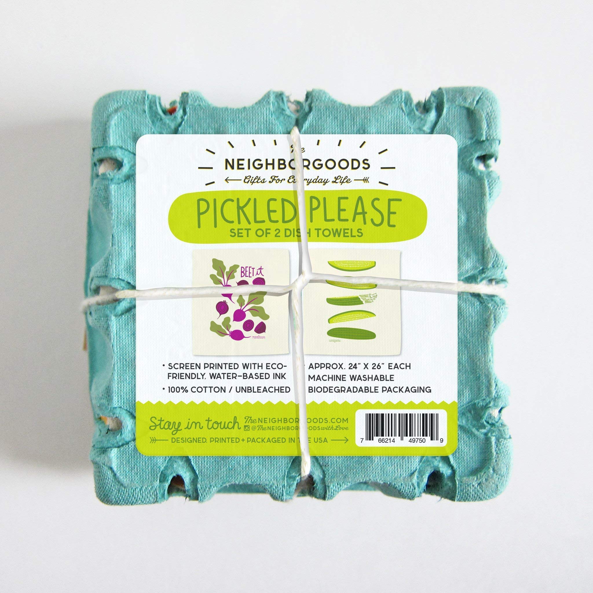 Pickled Please - Set of 2 Absorbent Cotton Dish Towels for Kitchen, Cooking & Cleaning | Perfect for Drying Dishes, Wiping Countertops & Decor