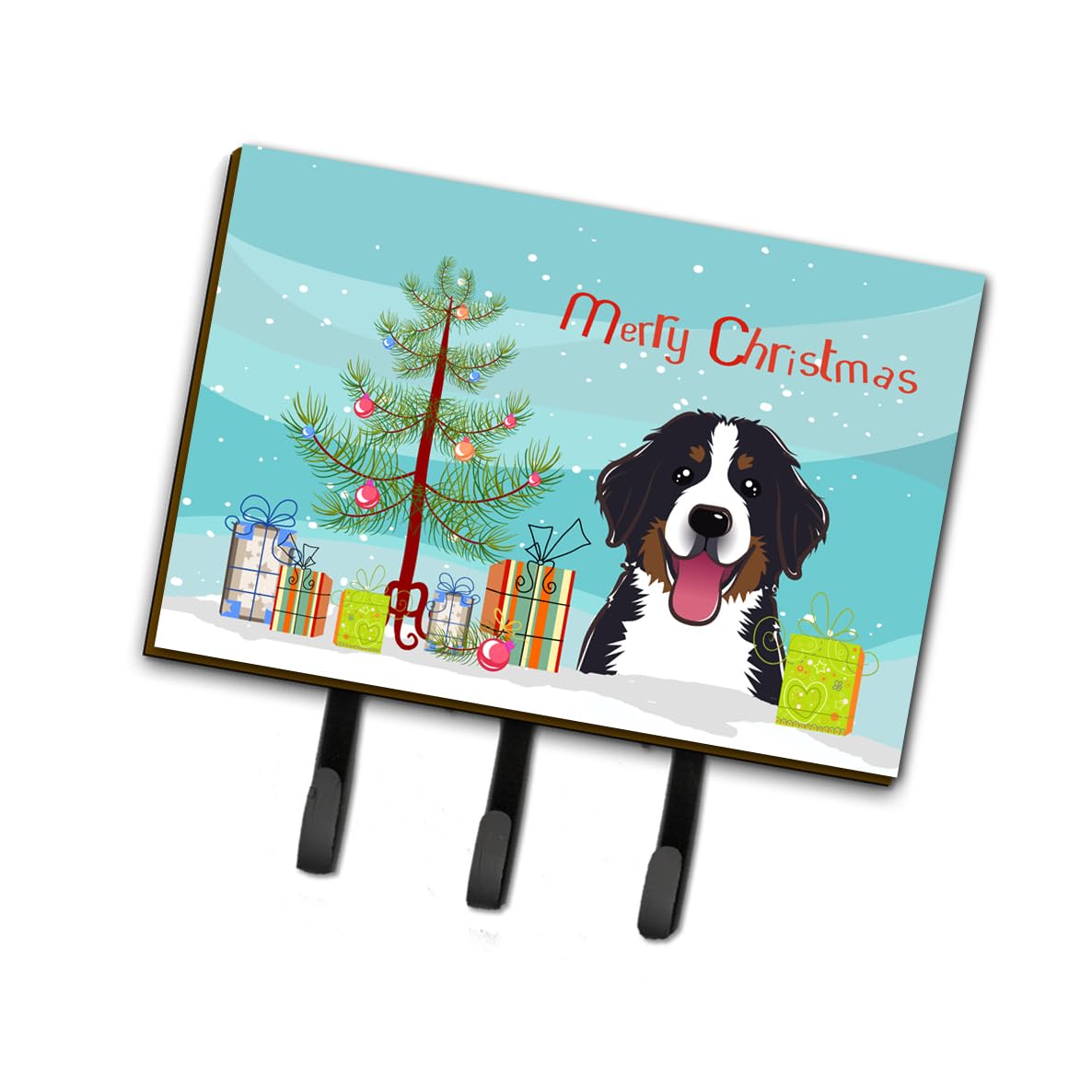 Caroline's Treasures BB1609TH68 Christmas Tree & Bernese Mountain Dog Wall Hook Set - Key Holder, Coat Rack, Leash Hanger for Entryway, Kitchen, Bathroom - Perfect for Organizing Keys, Towels, Aprons & More