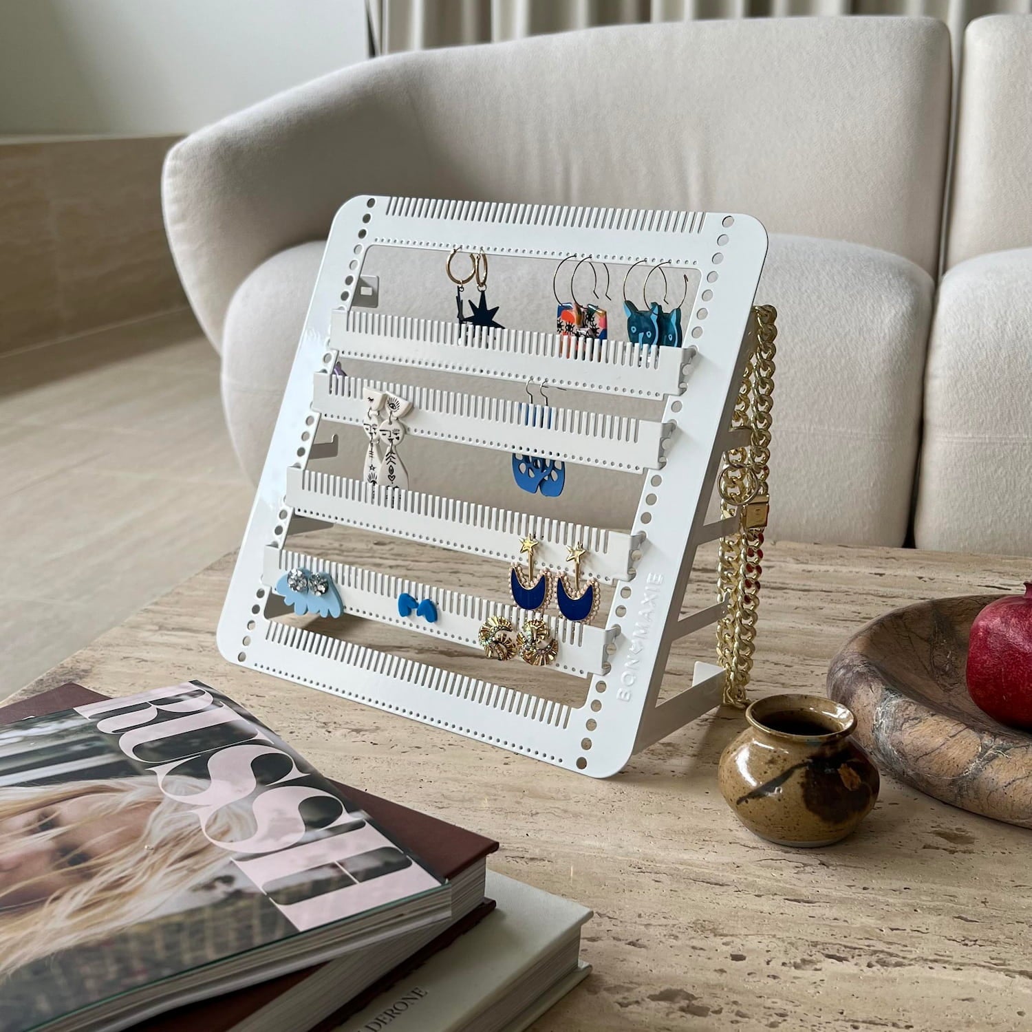 Premium Metal Jewelry Stand - White | Elegant Necklace & Bracelet Holder for Display & Organization | Perfect for Bedroom, Bathroom & Travel