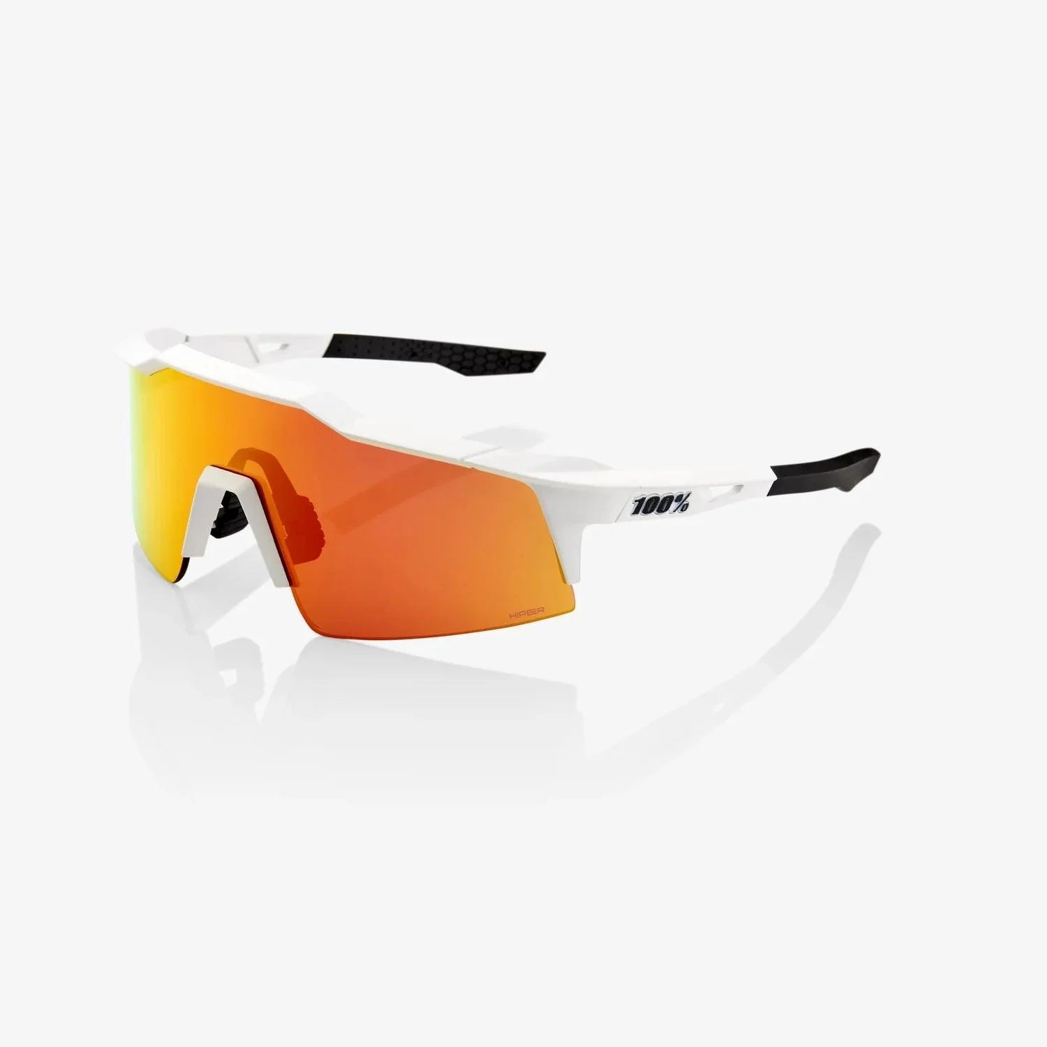 100% SPEEDCRAFT SL Polarized Sunglasses - Soft Tact Off White Frame with HiPER Red Multilayer Mirror Lens - UV Protection for Driving, Running & Outdoor Activities