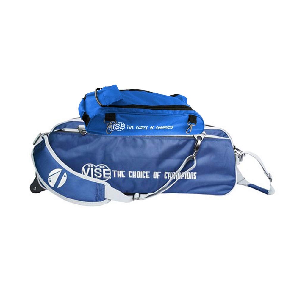 Vise Clear Top 3 Ball Tote Roller Bowling Bag with Shoe Compartment - Blue/White | Durable Bowling Equipment for League Play & Tournament Travel