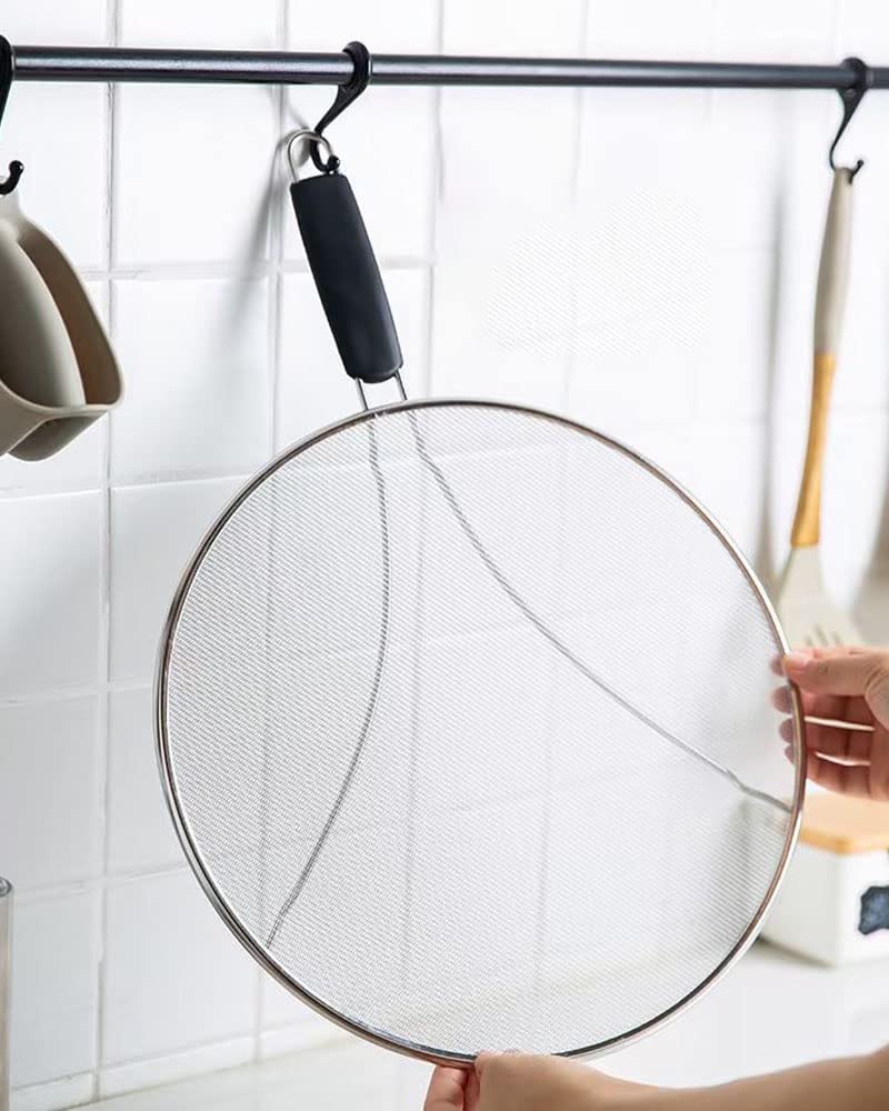 15 Inch Stainless Steel Splatter Screen for Frying Pan - Large Grease Splatter Guard with Fine Mesh - Keep Kitchen Clean & Prevent Burns While Cooking Bacon, Eggs, or Deep Frying