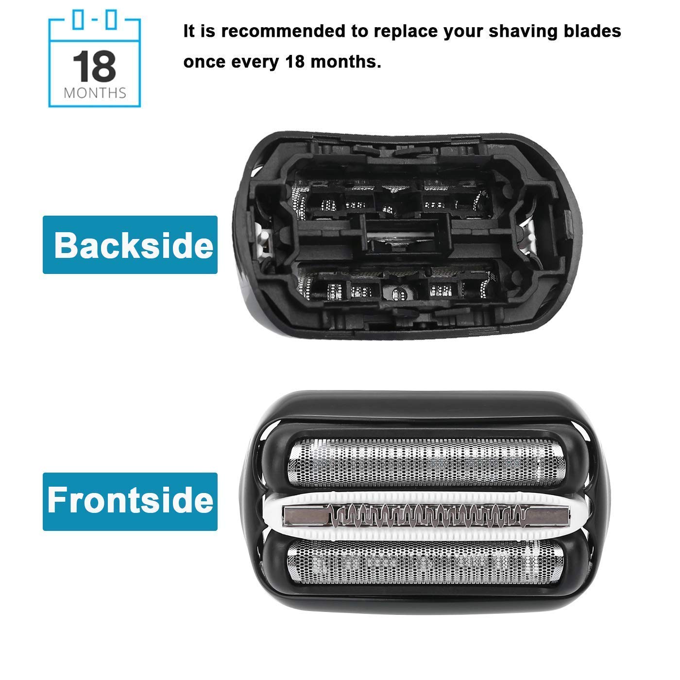 Braun Series 3 21B 32B 3000s Replacement Shaver Head - Black by YTXXDEUS | Compatible with Braun Electric Shavers for Men | Perfect for Home & Travel Grooming