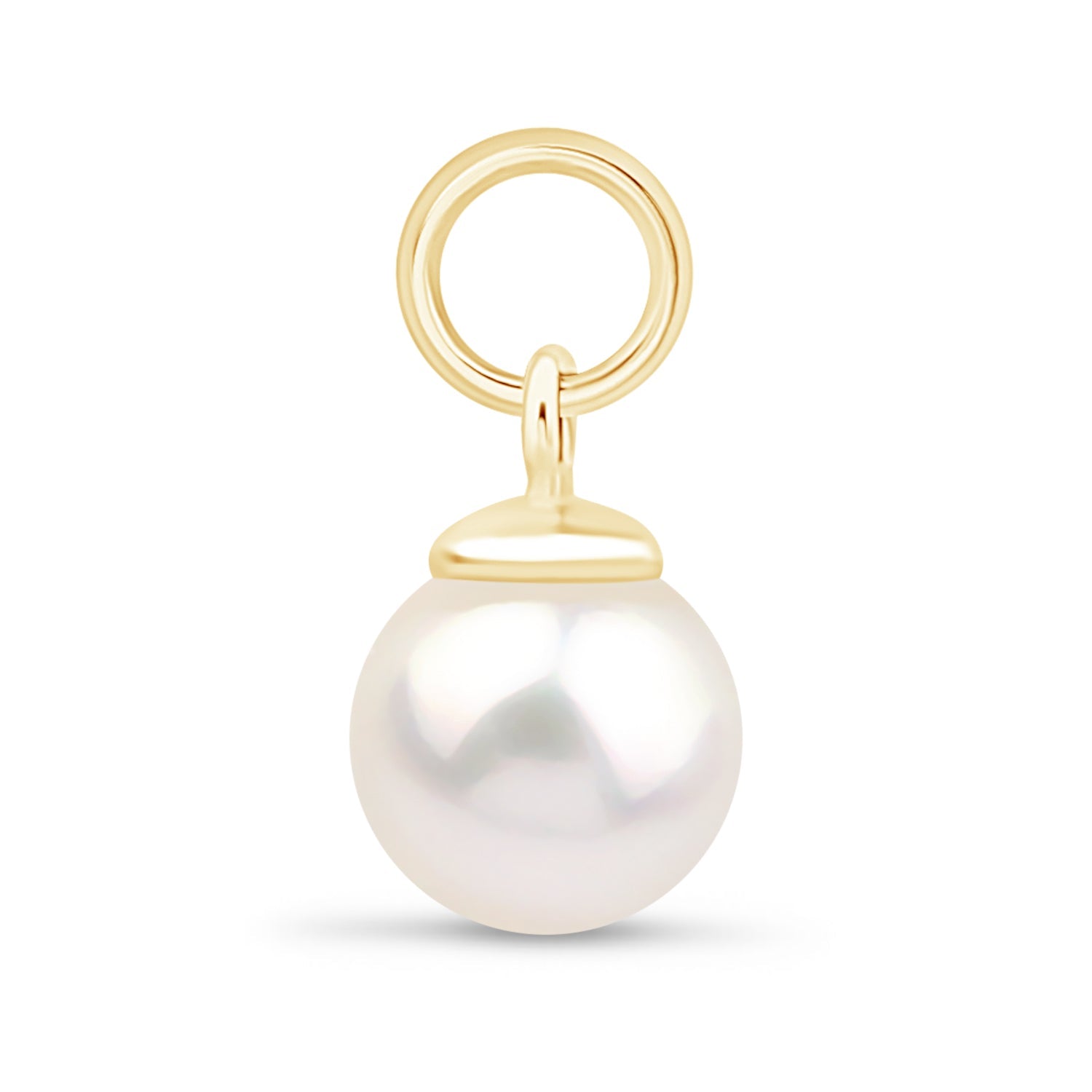 14K Solid Yellow Gold Hoop Earrings with Pearl Charm - Elegant Jewelry for Women, Perfect for Parties, Weddings & Daily Wear