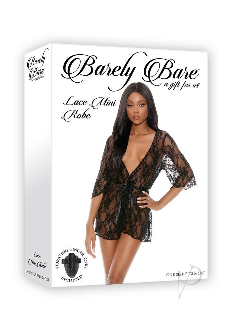 Barely Bare Lace Mini Robe - One Size Black Lingerie | Perfect for Bridal Shower, Honeymoon & Romantic Nights