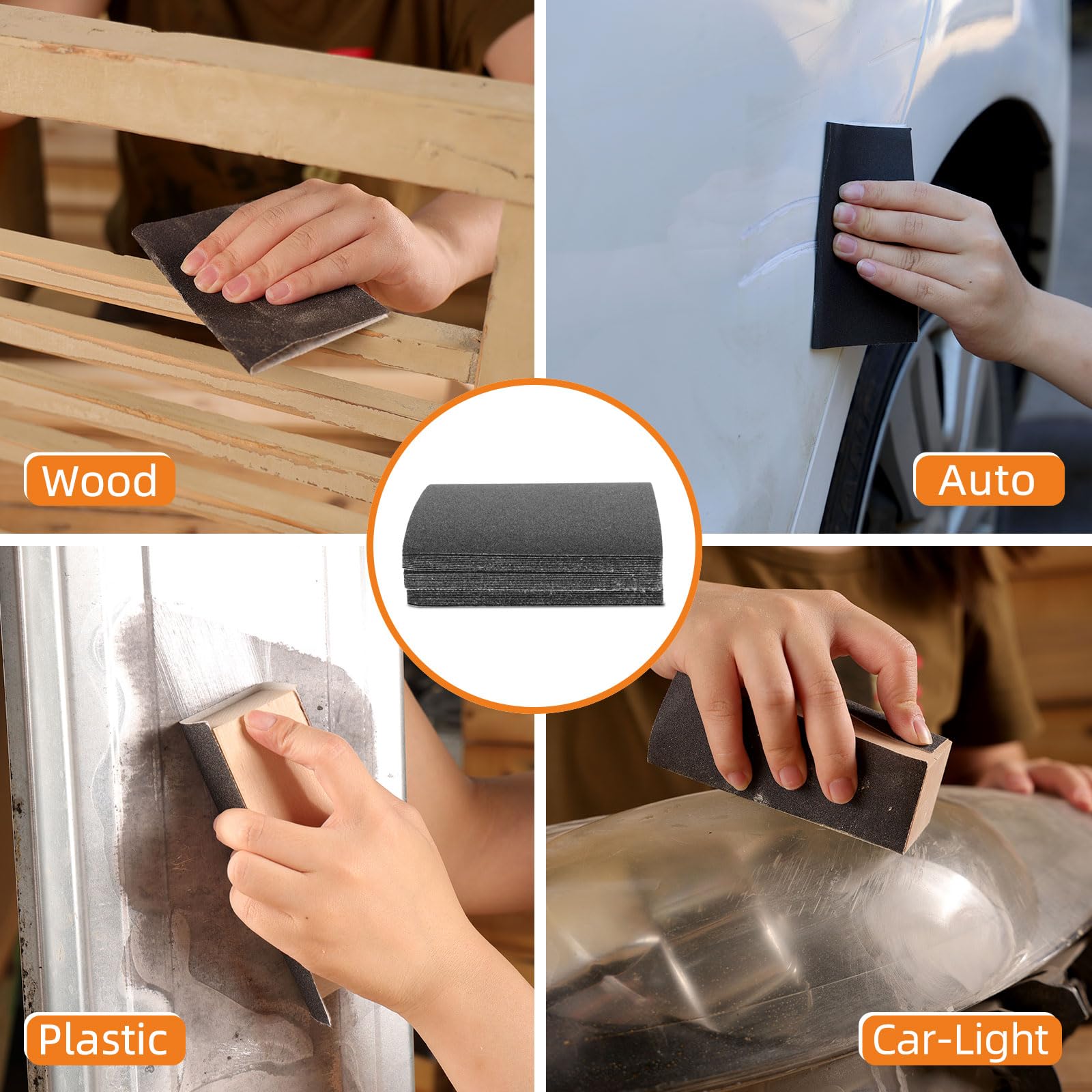 1/4 Sheet Sandpaper 120 Grit - 30PCS Hook & Loop or Clip on Sander Sheets - High Performance Waterproof Silicon Carbide Sanding Discs 5.5