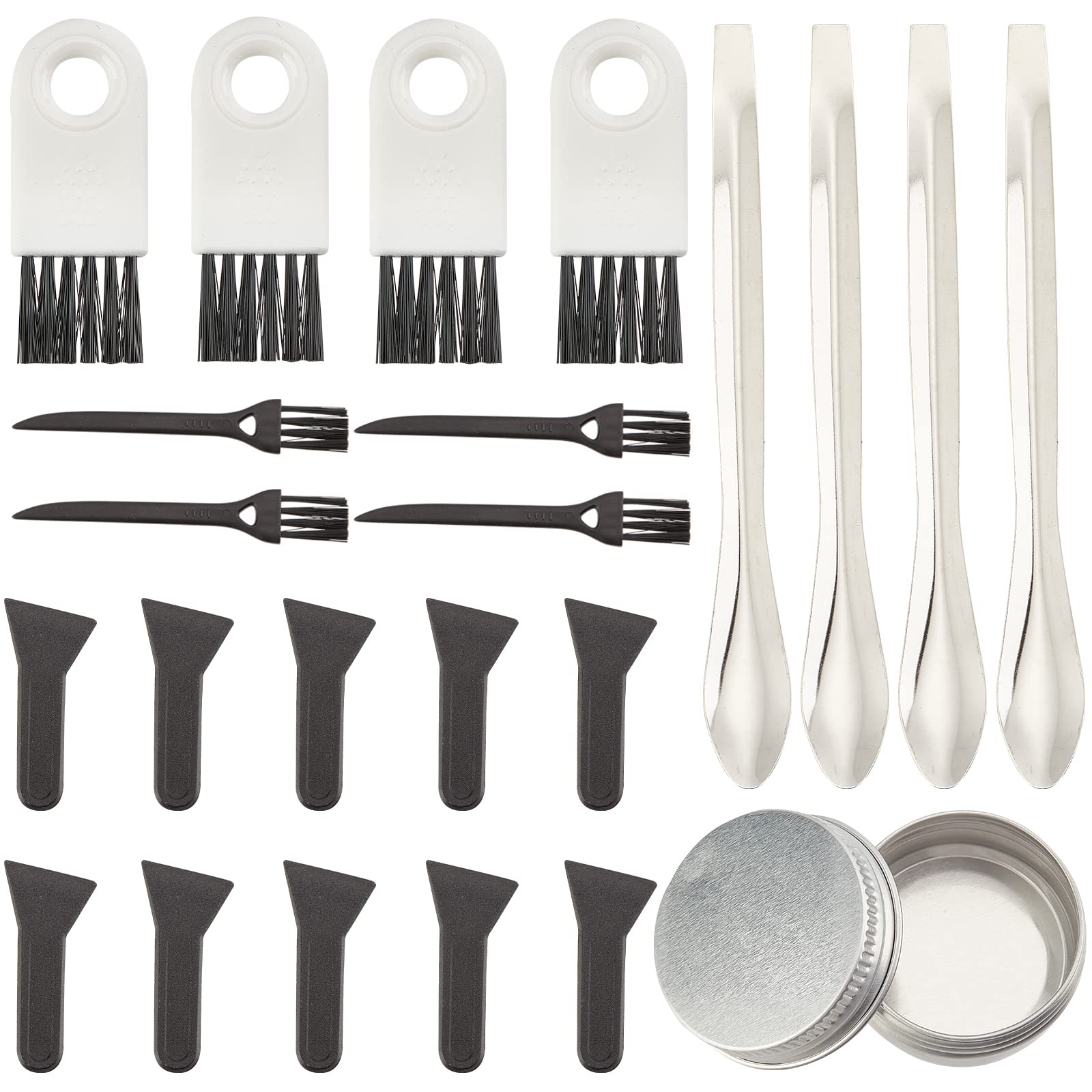GORGECRAFT 23PCS Grinder Cleaning Kit - Black Scrapers, Brushes & Spoons Set with Pollen Scraper, Plastic Brush, Stainless Steel Spatula & Micro Scoop for Herb Grinders - Perfect for Cannabis, Spice & Kitchen Use