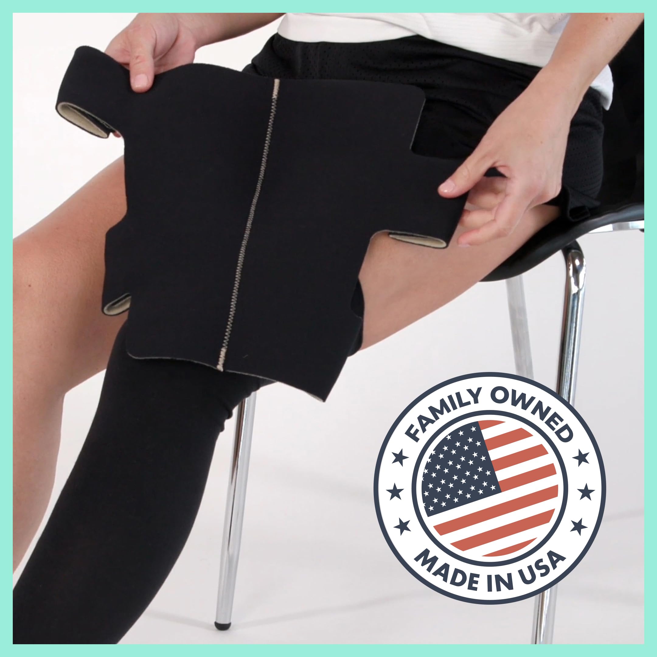 SiennaWrap Adjustable Compression Leg Wrap for Lymphedema & Lipedema - Velcro Closure Beige Large Size - FDA-Approved Swelling Support Leg Bandage - Made in USA - Perfect for Post-Surgery Recovery, Edema Relief & Daily Comfort