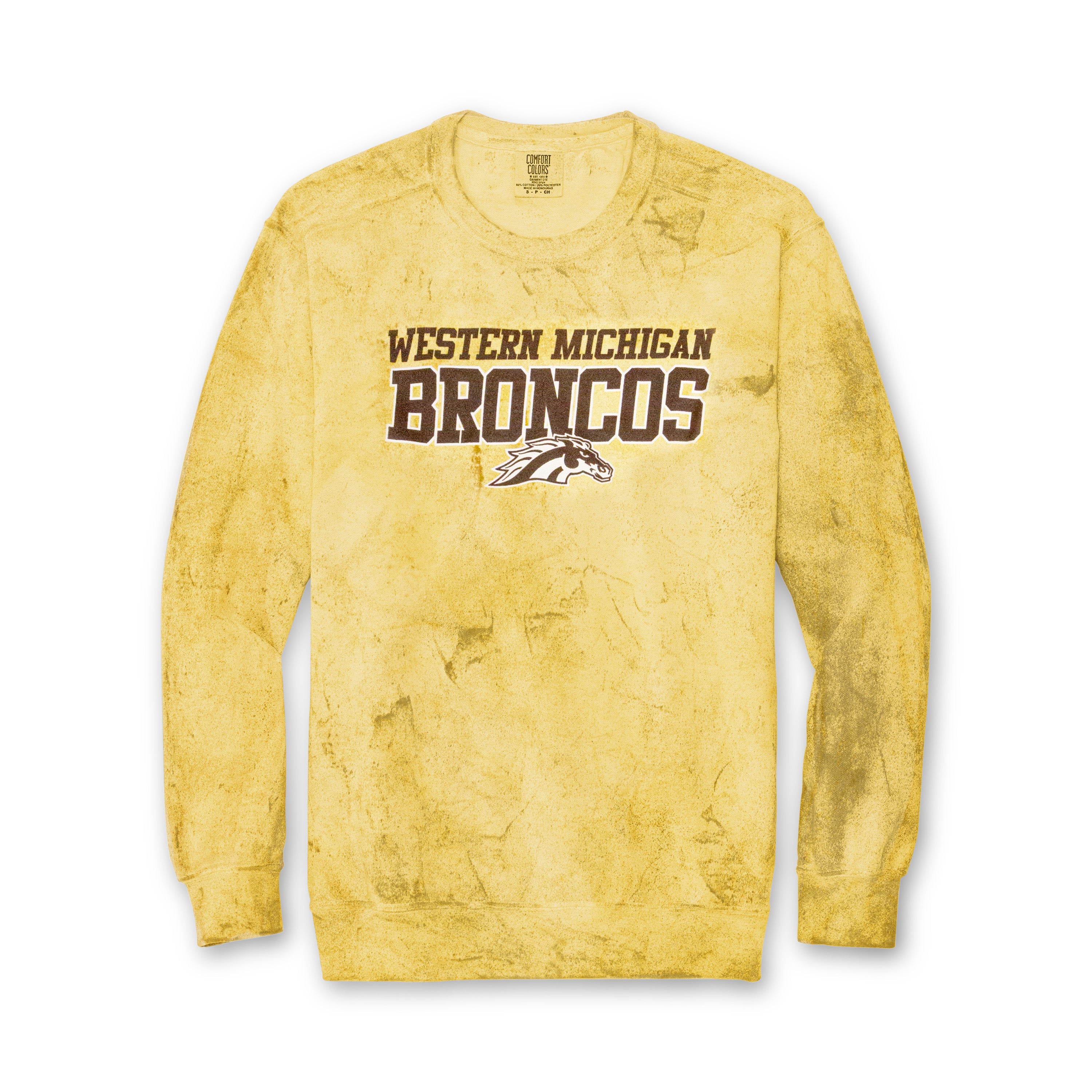 Western Michigan Broncos Comfort Color Colorblast Crew Neck Sweatshirt - Soft Vintage Style Pullover for Men & Women - Perfect for Game Day, Casual Wear & College Fan Apparel
