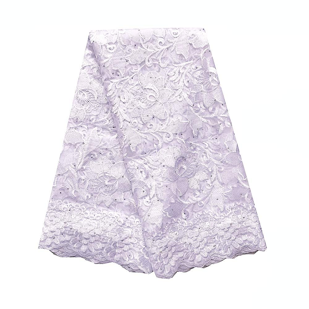 Premium Green French African Lace Fabric - Beaded Tulle Guipure Cord Lace Material for Wedding Dresses & Evening Gowns (5 Yards, White) - Perfect for Bridal Wear, Prom Dresses & Special Occasion Attire