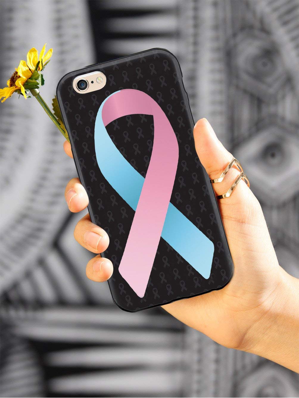 Inspired Cases - Samsung Galaxy S10e Case - 3D Textured Protective Phone Cover with Light Pink & Blue Awareness Ribbon - Slim Shockproof Design - Perfect for Work, Travel & Everyday Use