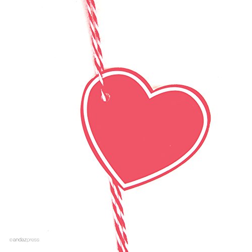 Andaz Press Heart Shaped Gift Tags - 30 Pack Blank Coral Cardstock Tags for DIY Wedding, Birthday, Party Favors & Handmade Crafts