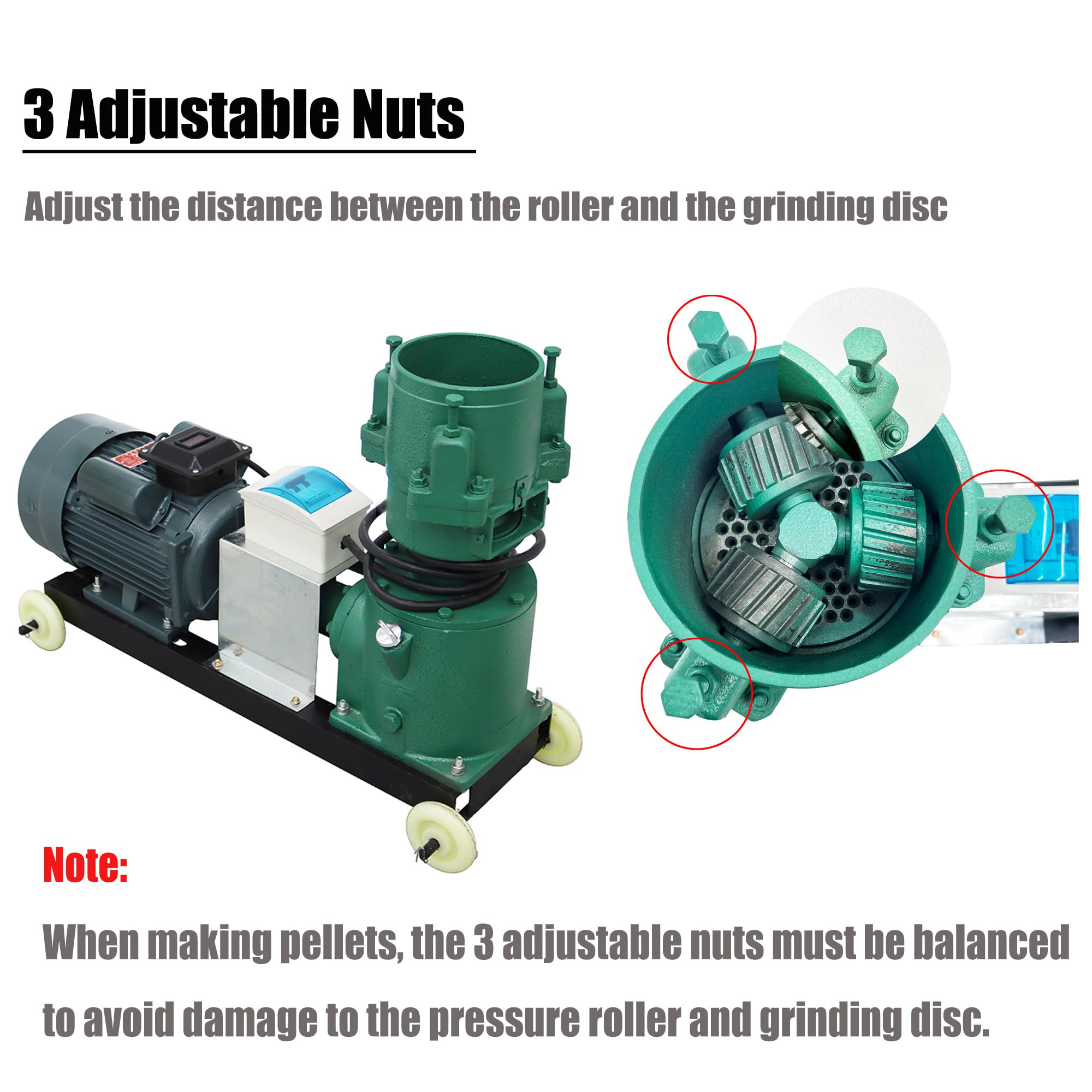 Electric Animal Feed Pellet Machine - 3 Roller Chicken Feed Grinder & Granulator with 6MM Holes Plate (220V) for Farm Poultry, Livestock, and Pet Food Processing | Perfect for Small Farms, Homesteads & DIY Animal Feed Production