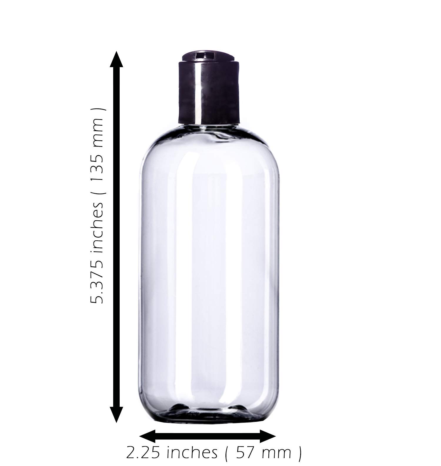 8oz BPA-Free Plastic Squeeze Bottles (6 Pack) - Clear Travel Toiletry & Shampoo Containers with Leak-Proof Disc Cap & Labels - Perfect for Gym, Camping & Airplane Liquid Storage