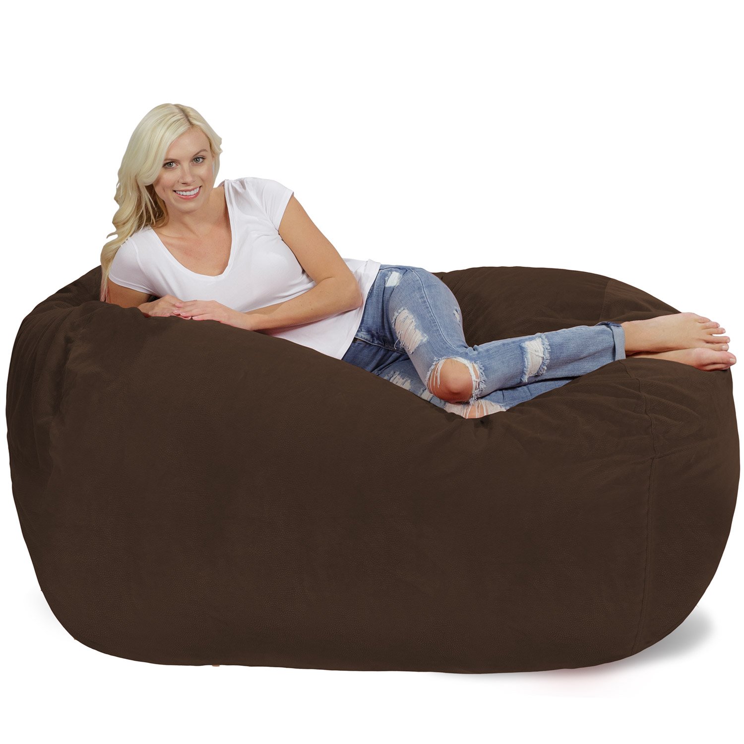 Chill Sack Bean Bag Chair - 6' Large Memory Foam Lounger with Soft Microfiber Cover (Brown Pebble) - Perfect for Living Rooms, Game Rooms & Dorm Relaxation