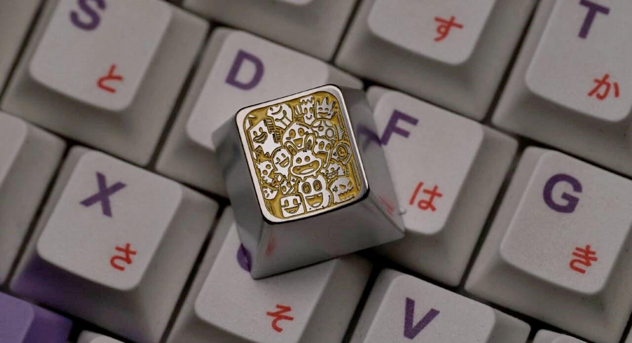 Custom Black & White Titanium Alloy Plain Carving Keycaps - Graffiti Buddies Metal Keycaps for Mechanical Keyboards (Perfect for Gaming, Typing & Keyboard Decoration)
