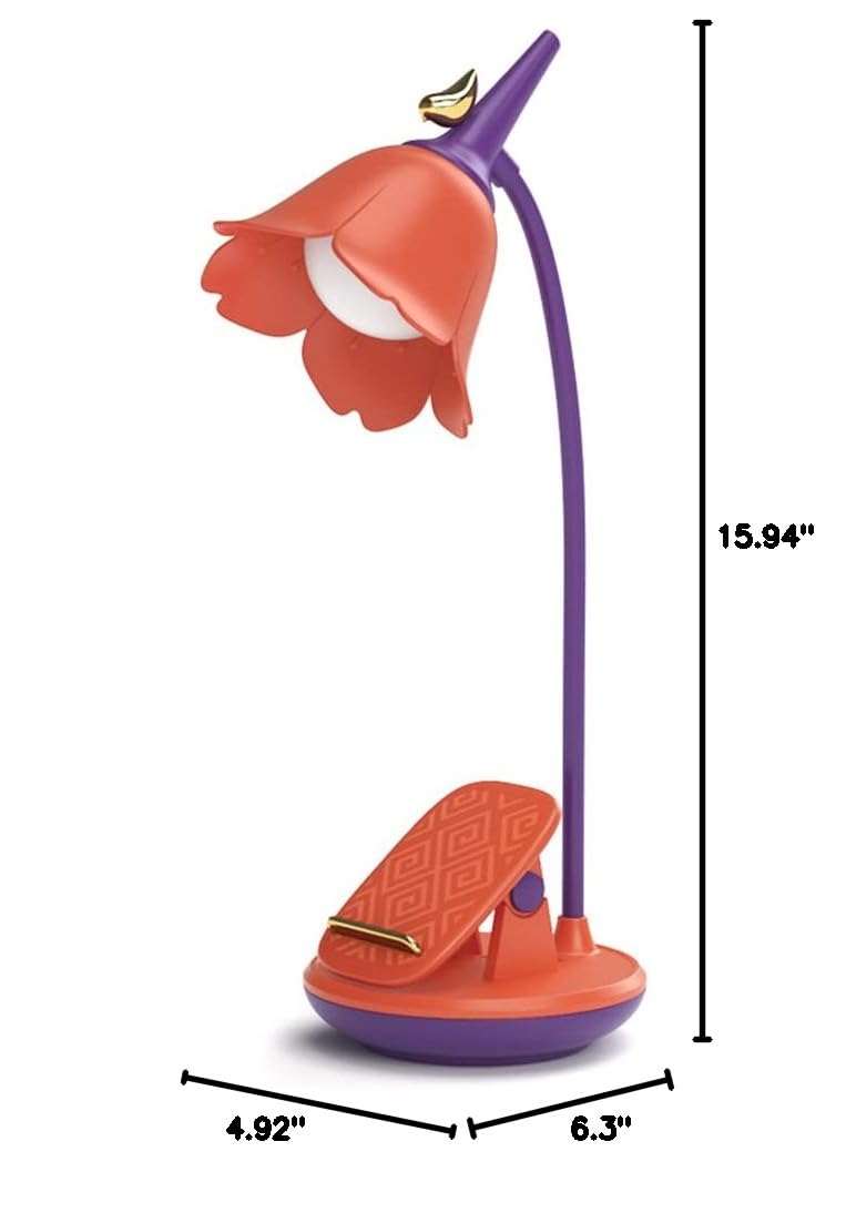 MAGICKK Rechargeable LED Desk Lamp with Adjustable Gooseneck - Dimmable Touch Control, Clip-On Cordless Table Light for Kids & Adults | Eye-Caring Night Light for Reading, Studying, Dorm Room, Bedroom & Office (Red)